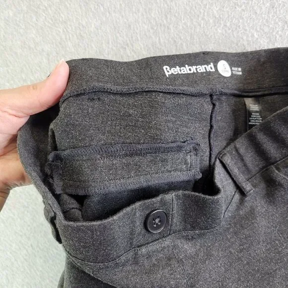 Betabrand Dress Pants Womens ST Long Gray Pull On Straight Leg Mid Rise Slimming - Picture 6 of 15